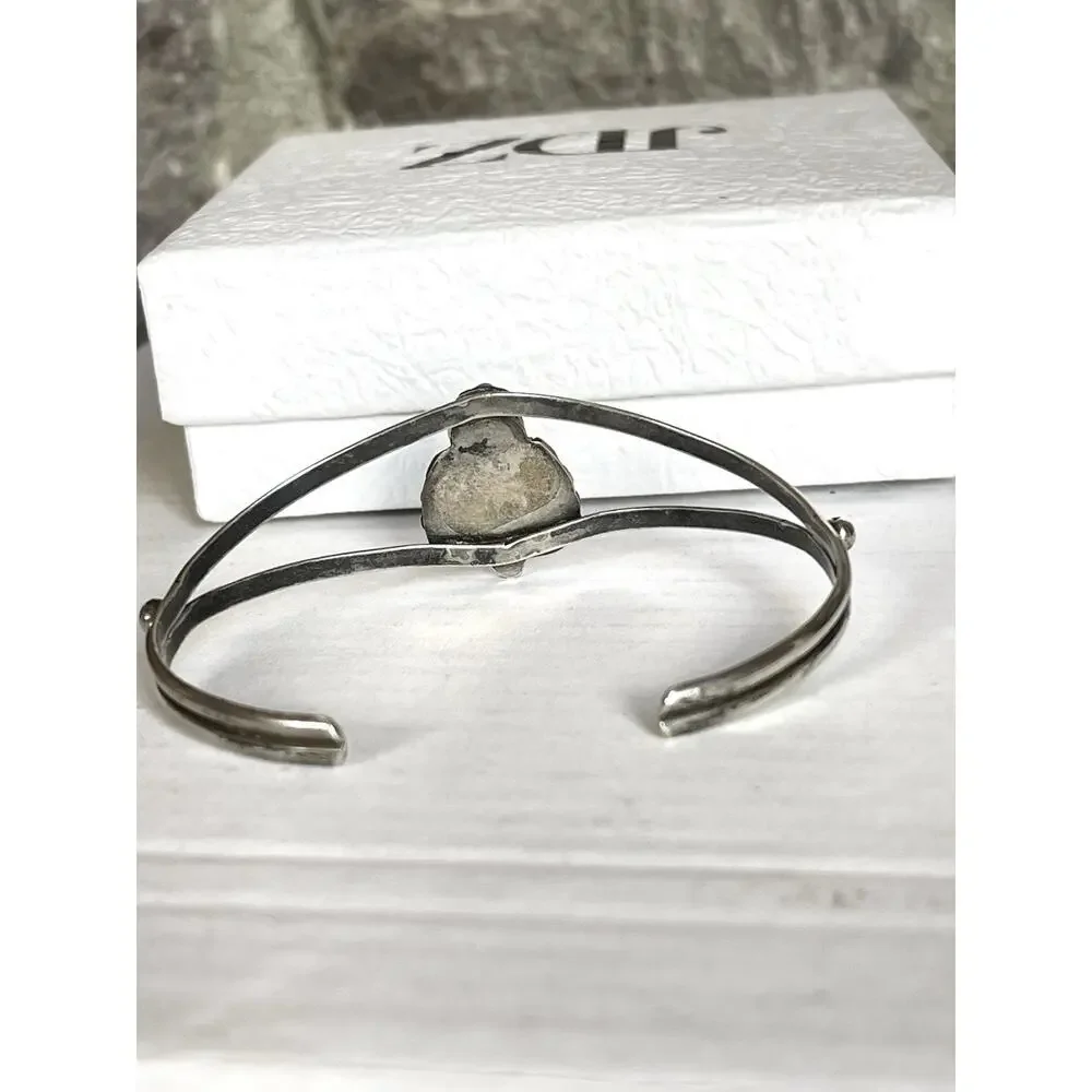 VTG Navajo Turquoise Sterling Silver Cuff Bracelet Native Southwest Western 6.6”